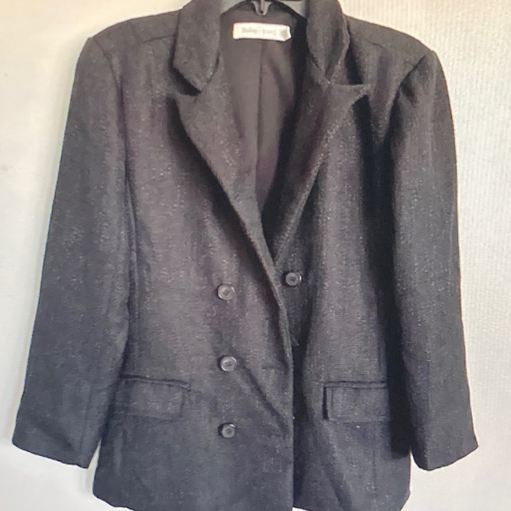 Ashley Stewart Charcoal Double-Breasted Blazer